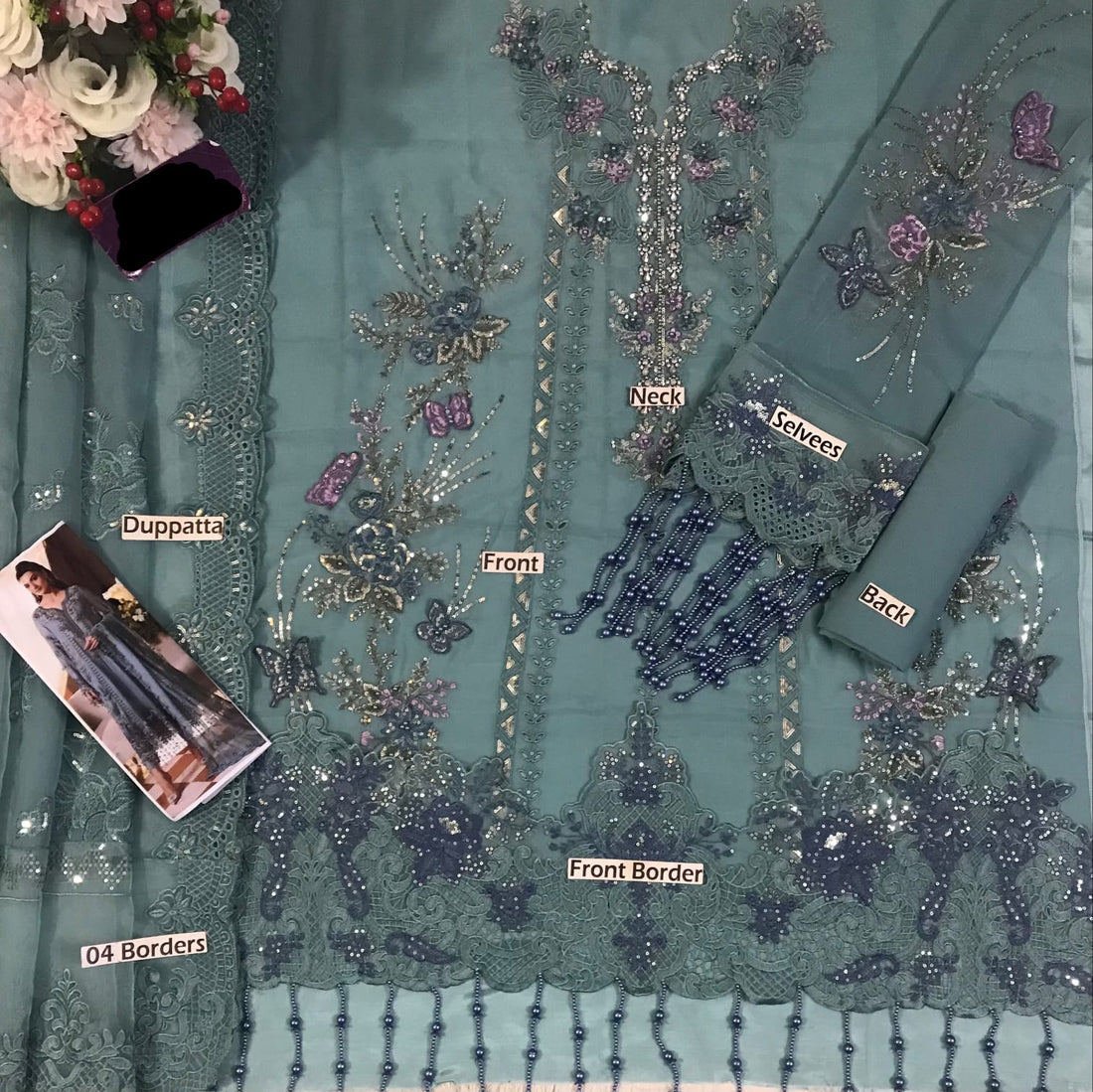 Amna's Clothing 009 - Premium Embroidered Chiffon Suit