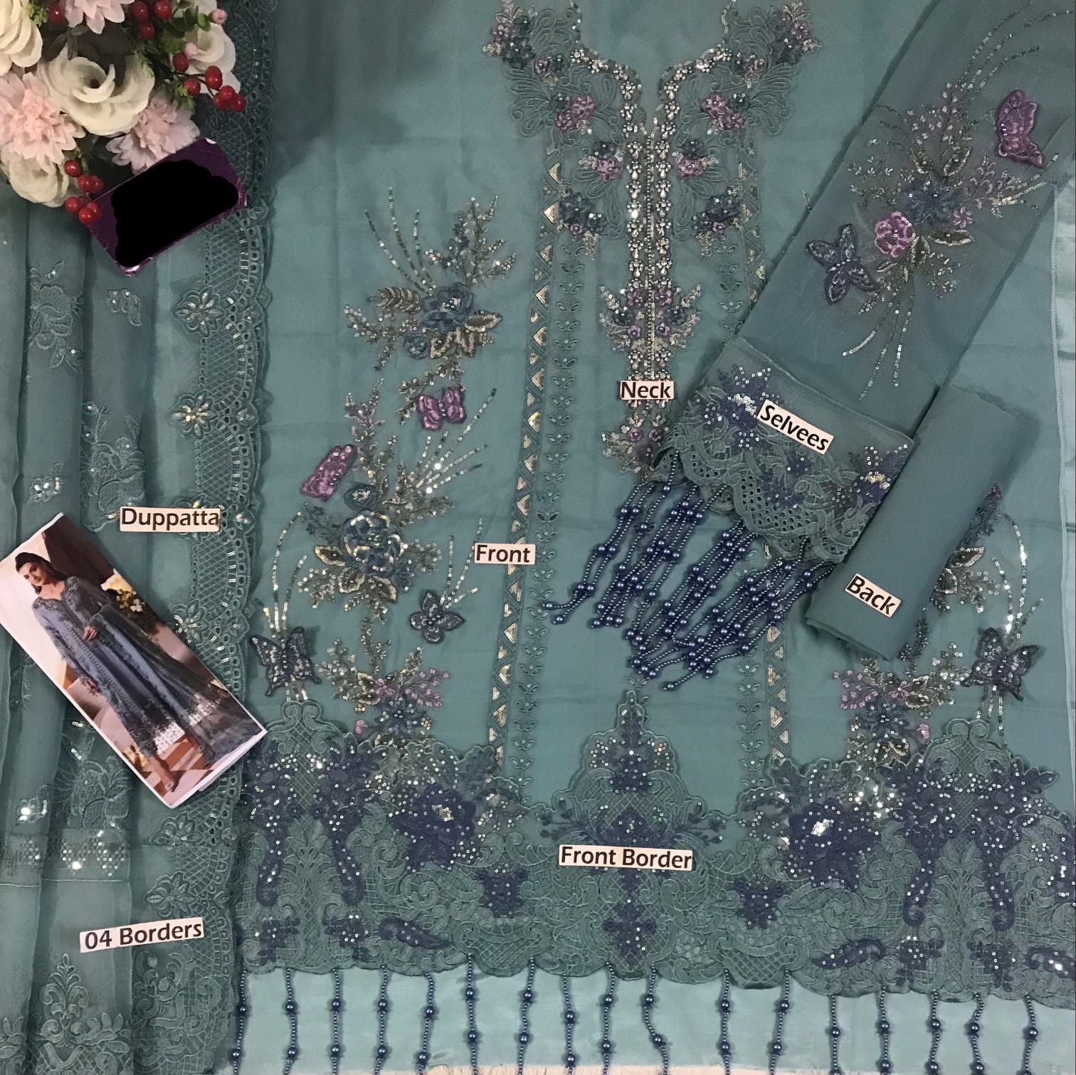 Amna's Clothing 009 - Premium Embroidered Chiffon Suit