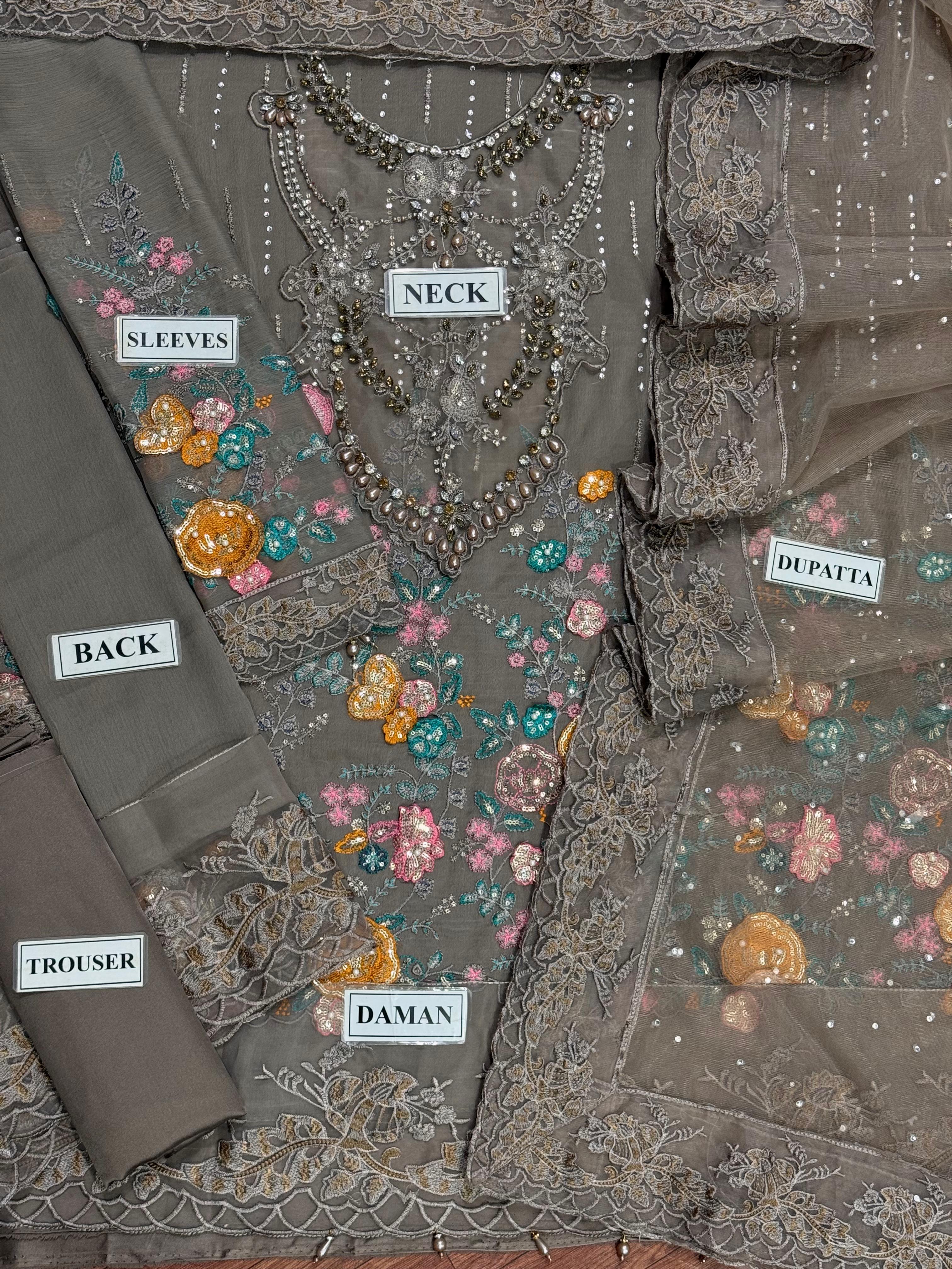 Amna's Clothing 012 - Premium Chiffon Party Wear Suit