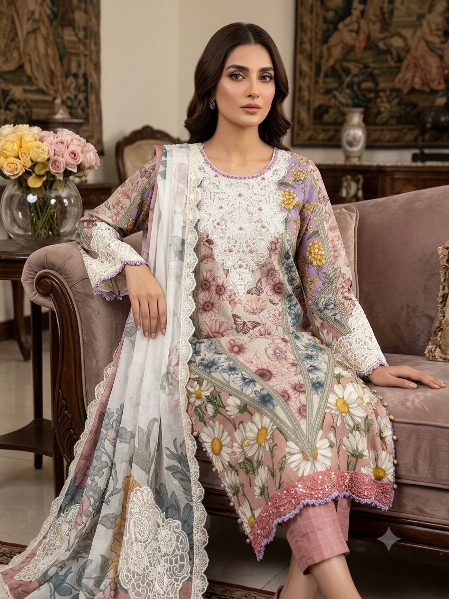 Amna's Clothing 016 - Ready-to-Wear Embroidered Lawn 3-Piece Suit