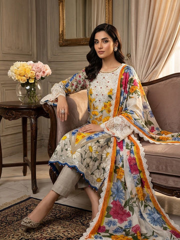 Amna's Clothing 016 - Ready-to-Wear Embroidered Lawn 3-Piece Suit