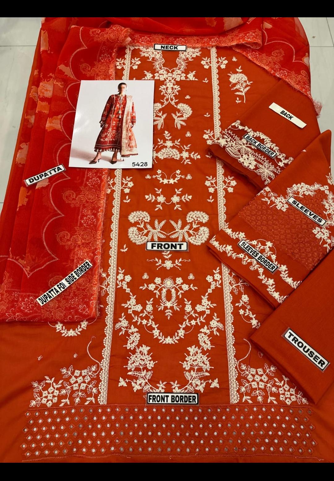 Amna's Clothing 005 - Premium Lawn Suit with Digital Print Organza Dupatta