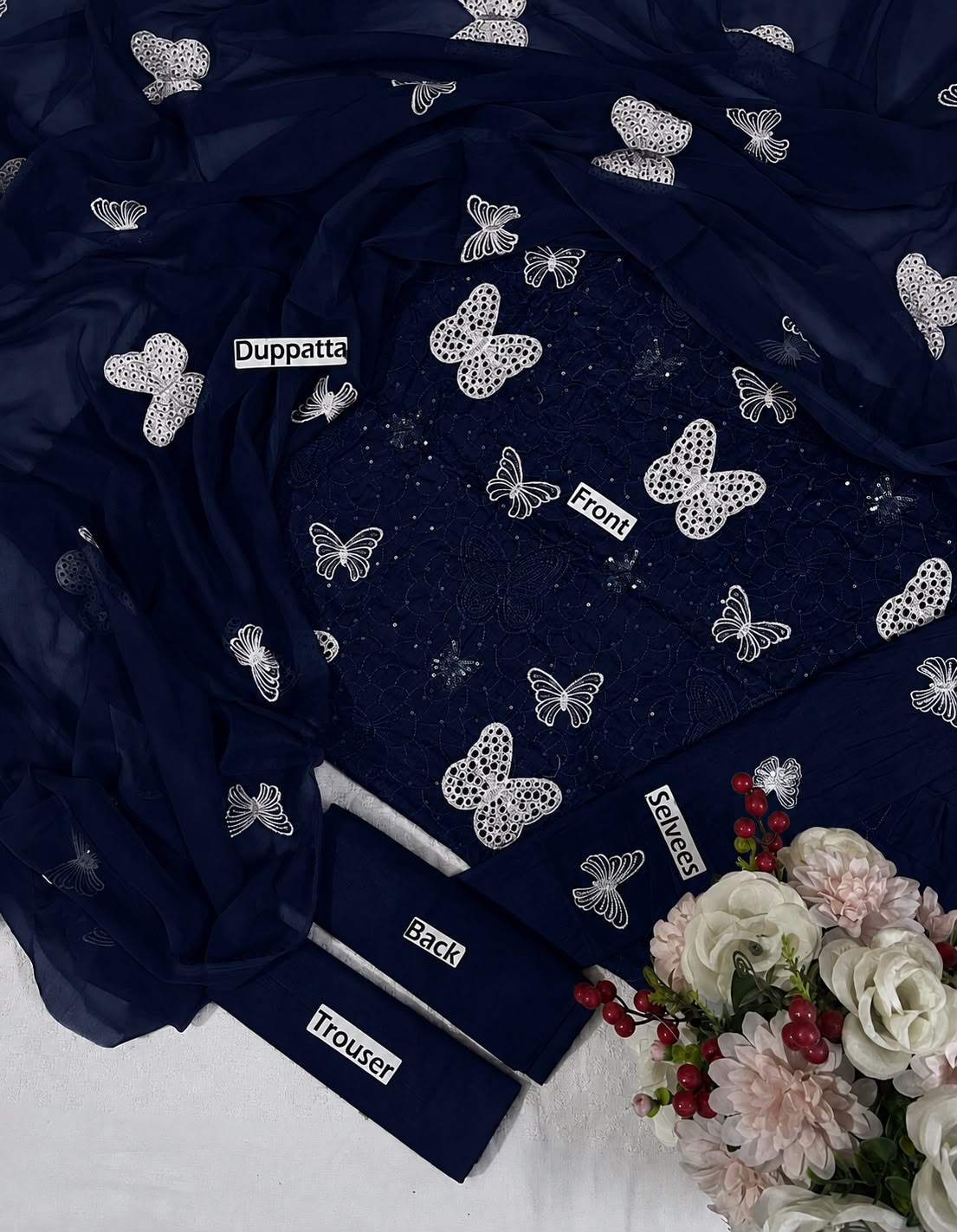 Butterfly | Embroidered |  Chikankari
