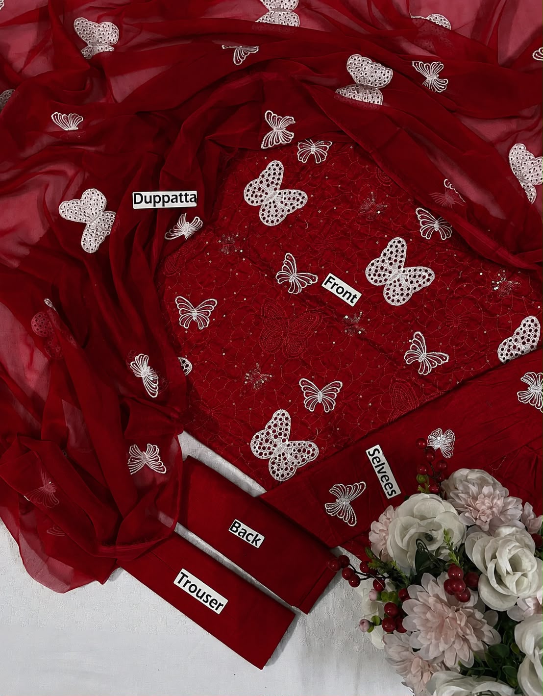 Butterfly | Embroidered |  Chikankari