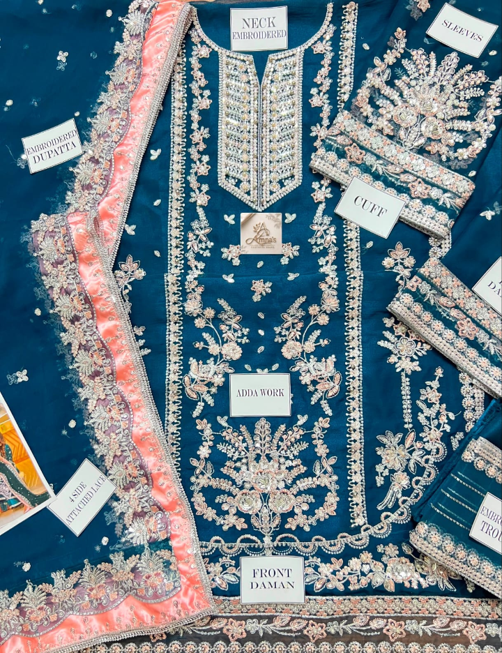 Luxury Embroidered | Chiffon |  Aneelas