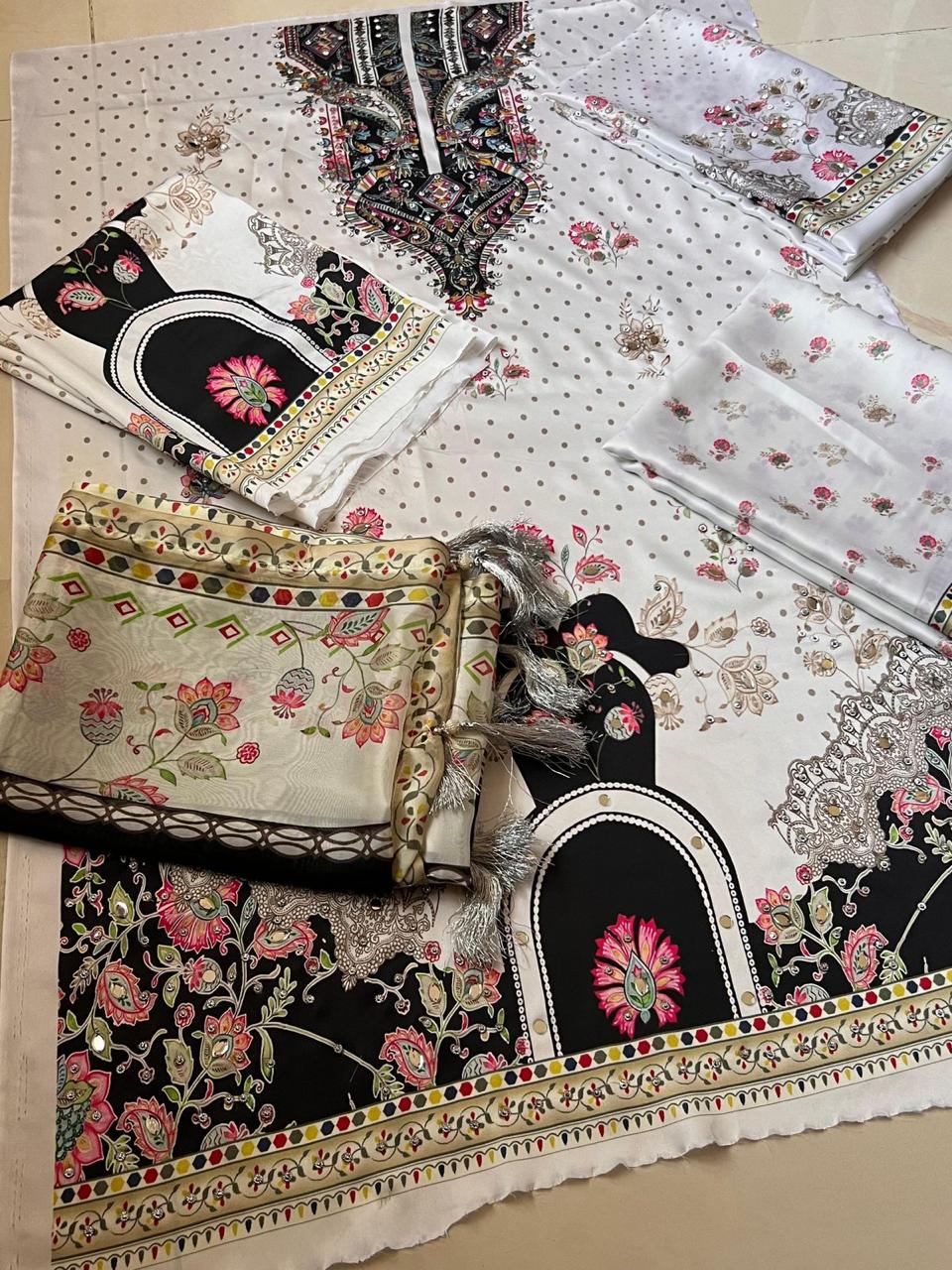 Amna's Clothing 004 - Luxury Digital Print Silk Suit