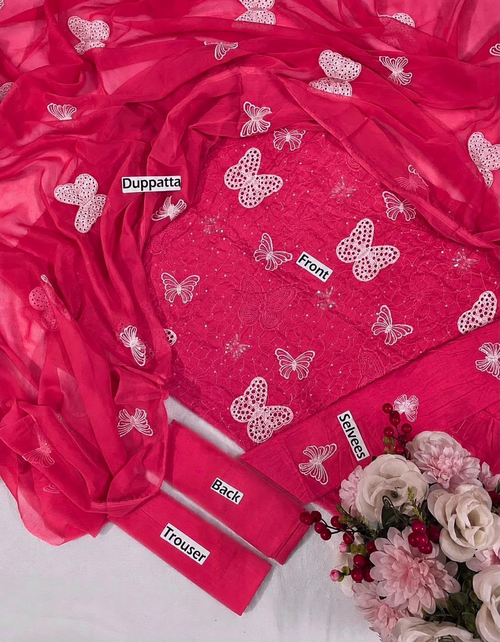 Butterfly | Embroidered |  Chikankari