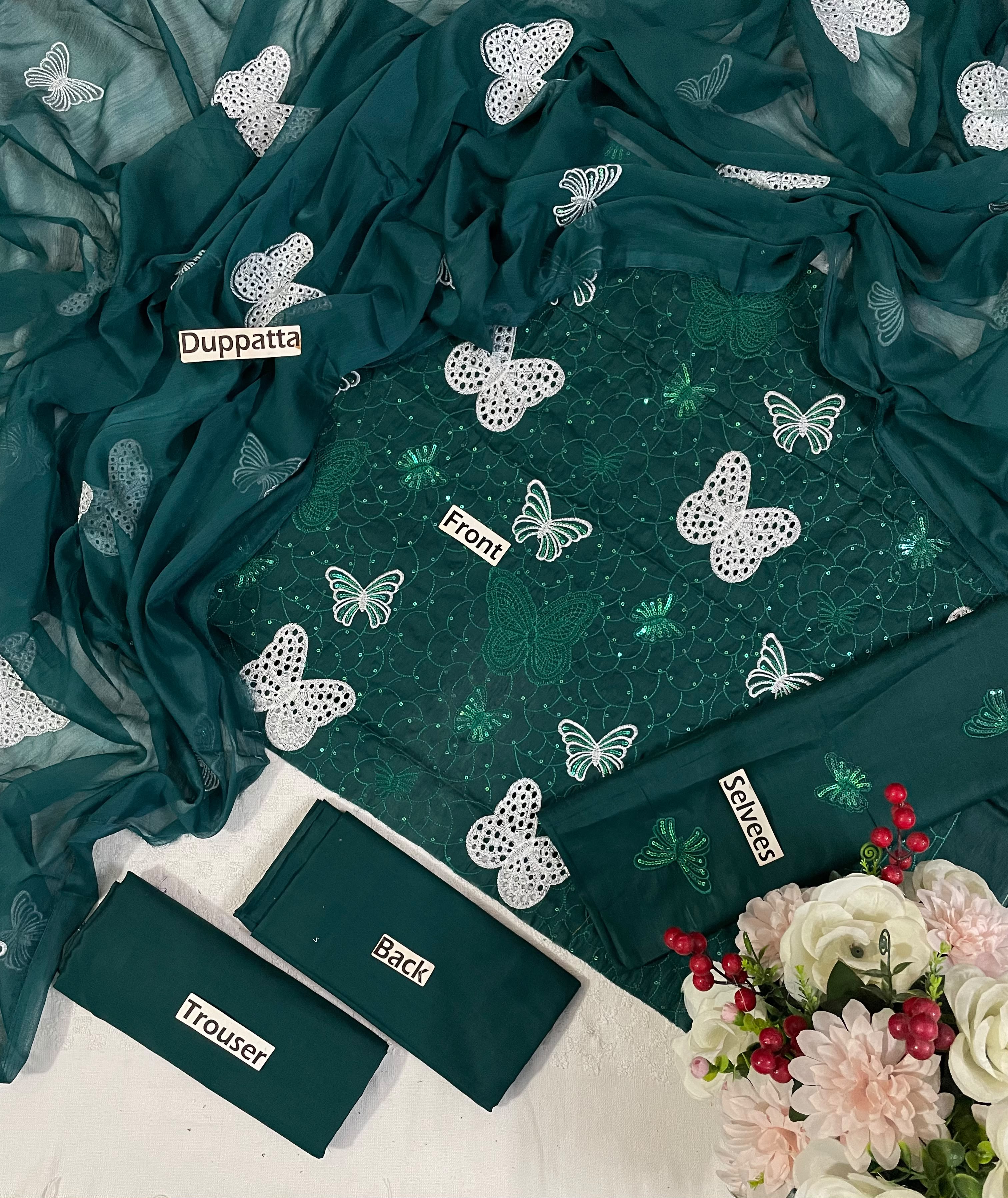 Butterfly | Embroidered |  Chikankari