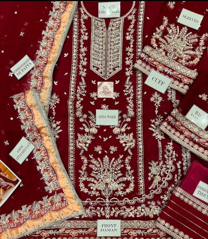 Luxury Embroidered | Chiffon |  Aneelas