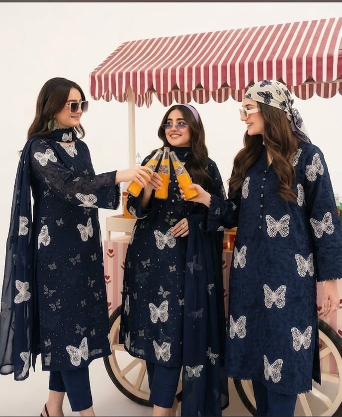 Butterfly | Embroidered |  Chikankari