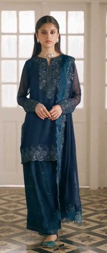 Heavy Embroidered | Chiffon |  Iznik