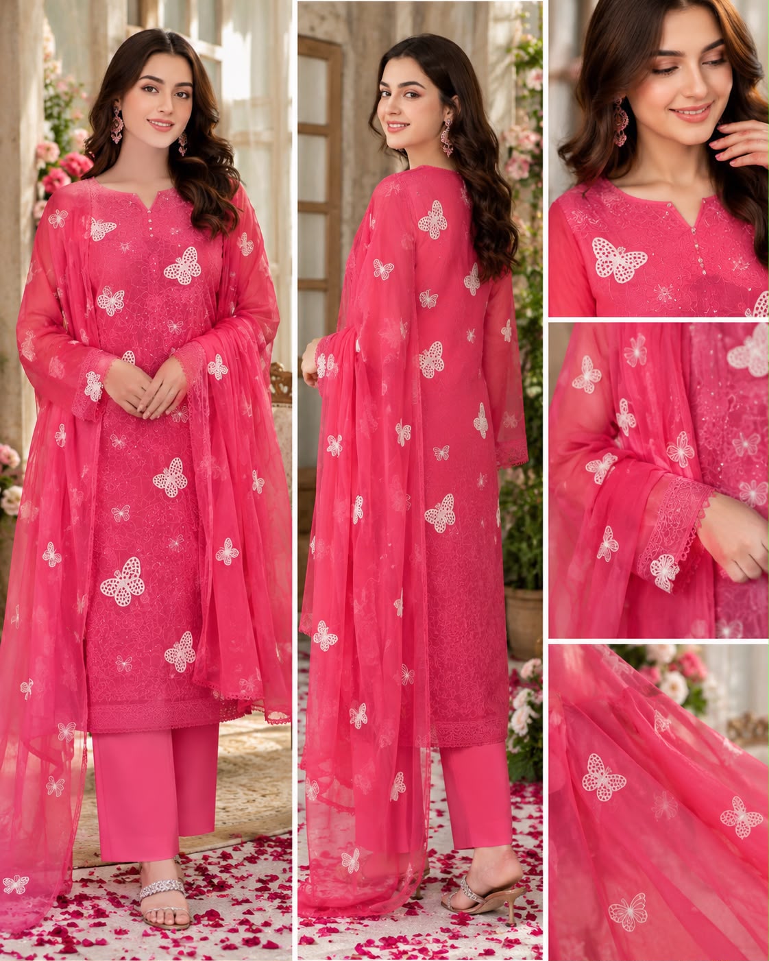 Butterfly | Embroidered |  Chikankari
