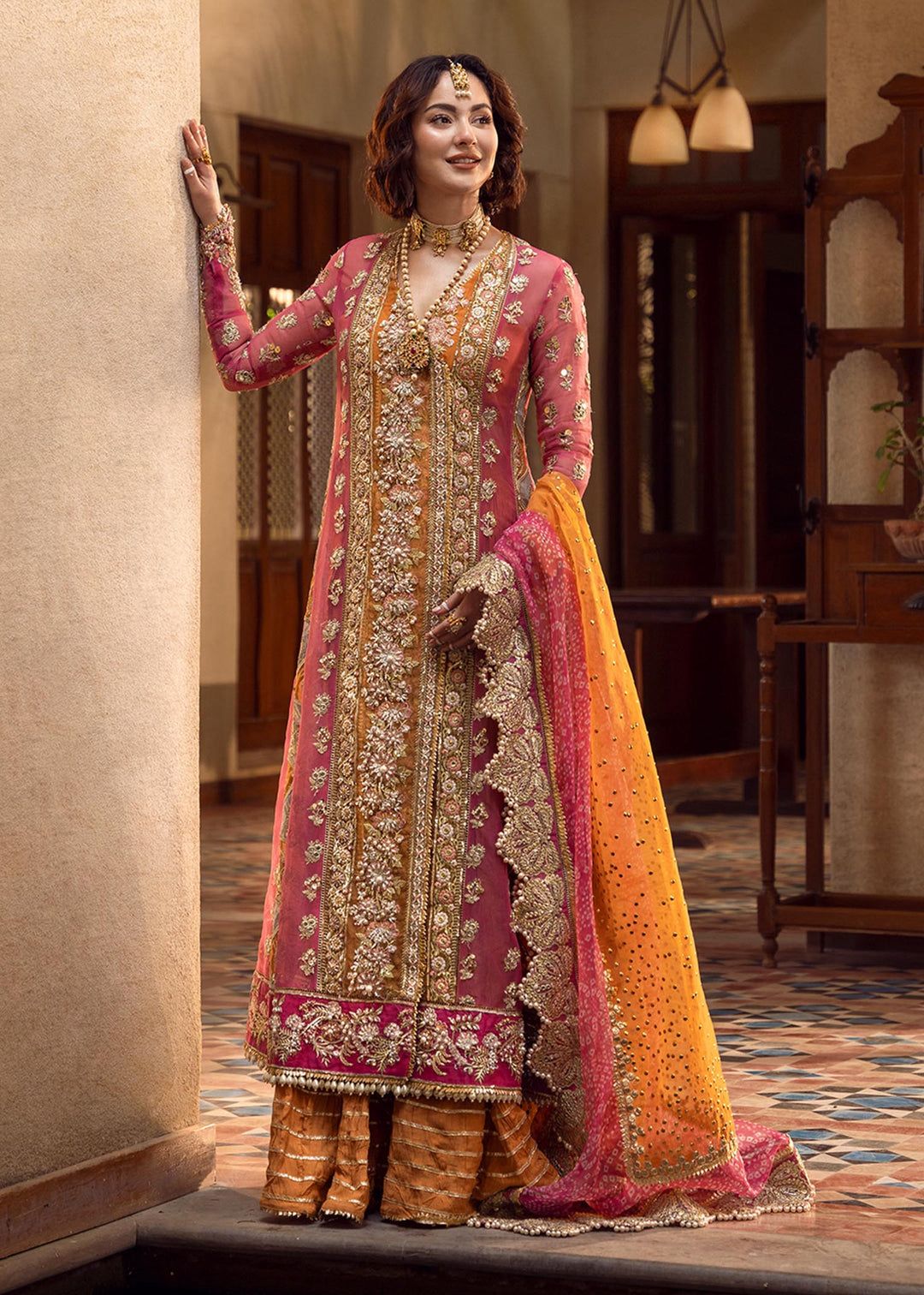 Party Wear | Organza | Chiffon |  Crimson
