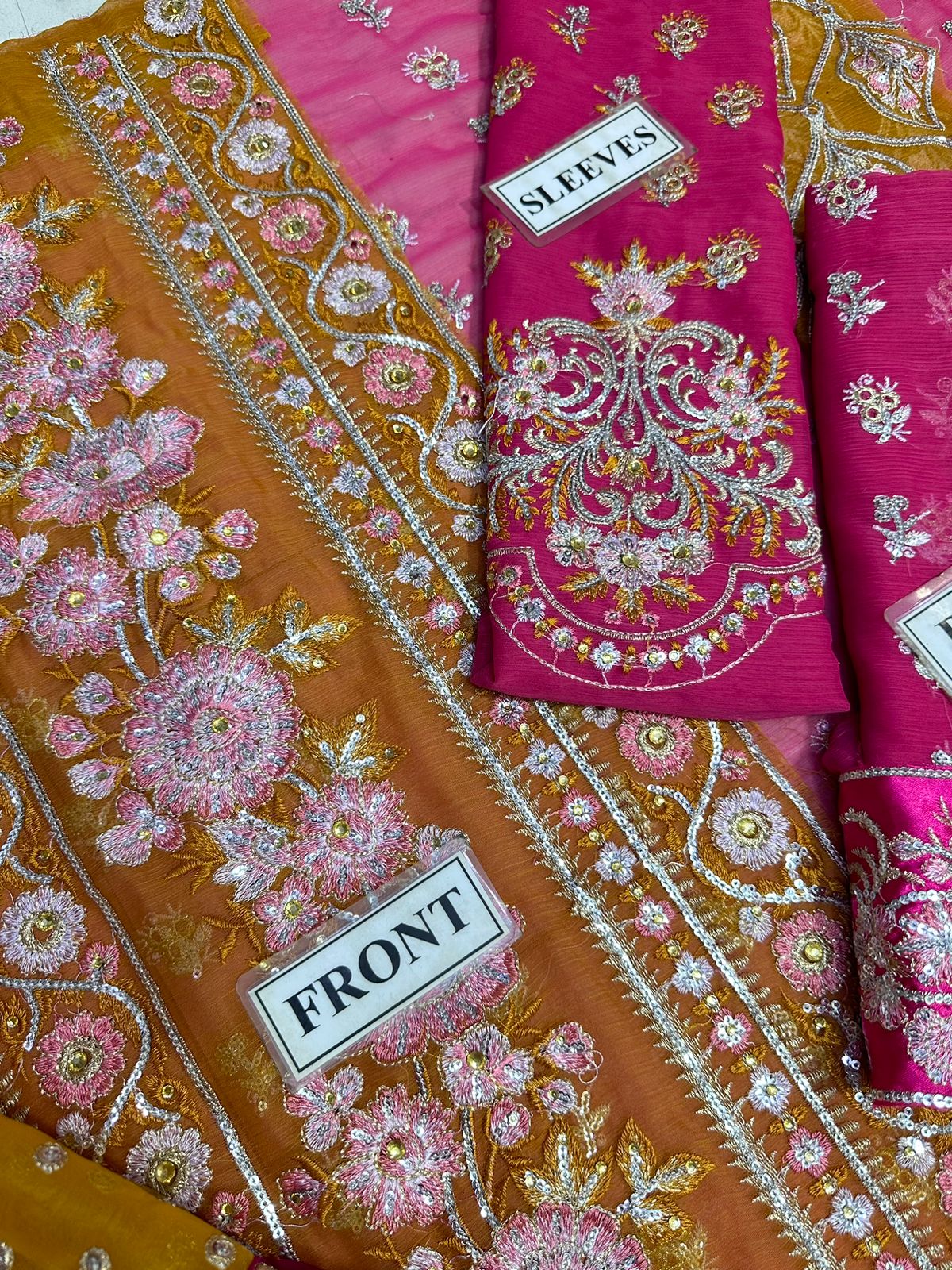Party Wear | Organza | Chiffon |  Crimson