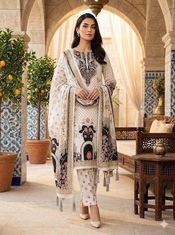 Amna's Clothing 004 - Luxury Digital Print Silk Suit