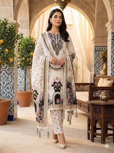 Amna's Clothing 004 - Luxury Digital Print Silk Suit