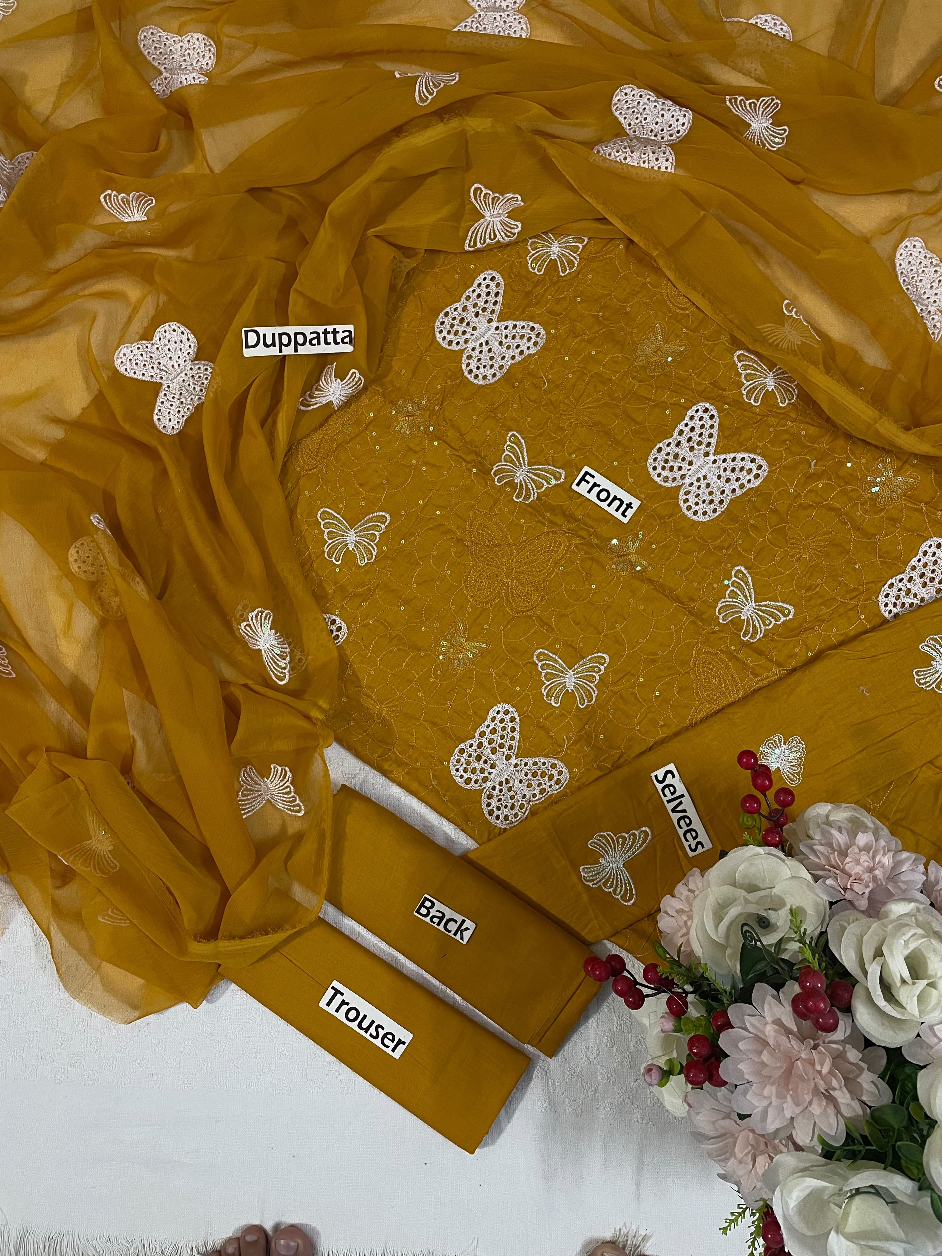 Butterfly | Embroidered |  Chikankari